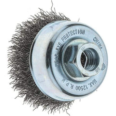 Tru-Maxx - 3" Diam, 5/8-11 Threaded Arbor, Steel Fill Cup Brush - 0.014 Wire Diam, 1" Trim Length, 14,000 Max RPM - Industrial Tool & Supply