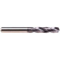 Emuge - 14.6mm 140° Spiral Flute Solid Carbide Screw Machine Drill Bit - TiAlN Finish, Right Hand Cut, 65mm Flute Length, 115mm OAL, Four Facet Point, Straight Shank, Through Coolant - Industrial Tool & Supply