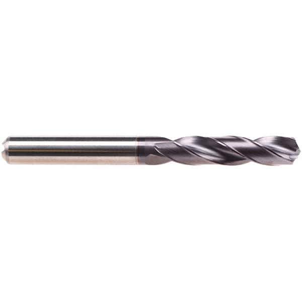 Emuge - 4.65mm 140° Spiral Flute Solid Carbide Screw Machine Drill Bit - TiAlN Finish, Right Hand Cut, 24mm Flute Length, 66mm OAL, Four Facet Point, Straight Shank, Through Coolant - Industrial Tool & Supply