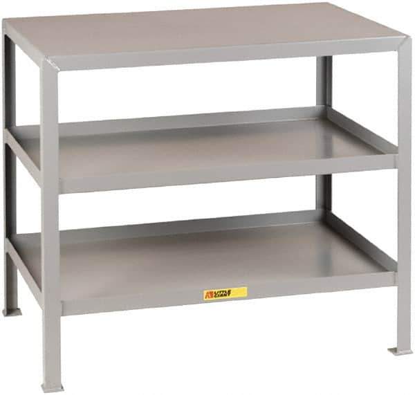 Little Giant - 48 Wide x 24" Deep x 32-1/2" High, 12 Gauge Steel Heavy-Duty Machine Table - Fixed Legs, Gray - Industrial Tool & Supply