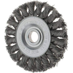 Tru-Maxx - 3" OD, 1/2" Arbor Hole, Knotted Steel Wheel Brush - 3/8" Face Width, 3/8" Trim Length, 0.0118" Filament Diam, 25,000 RPM - Industrial Tool & Supply