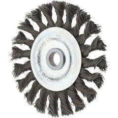 Tru-Maxx - 4" OD, 1/2" Arbor Hole, Knotted Steel Wheel Brush - 5/8" Face Width, 7/8" Trim Length, 0.014" Filament Diam, 20,000 RPM - Industrial Tool & Supply