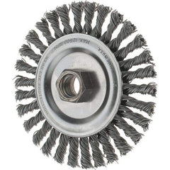 Tru-Maxx - 4-1/2" OD, 5/8-11 Arbor Hole, Stringer Bead Steel Wheel Brush - 3/16" Face Width, 13/16" Trim Length, 0.02" Filament Diam, 12,500 RPM - Industrial Tool & Supply