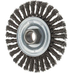 Tru-Maxx - 4" OD, 5/8-11 Arbor Hole, Stringer Bead Steel Wheel Brush - 1/4" Face Width, 7/8" Trim Length, 0.02" Filament Diam, 20,000 RPM - Industrial Tool & Supply
