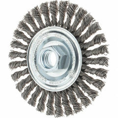 Tru-Maxx - 4" OD, 5/8-11 Arbor Hole, Stringer Bead Stainless Steel Wheel Brush - 1/4" Face Width, 7/8" Trim Length, 0.02" Filament Diam, 20,000 RPM - Industrial Tool & Supply