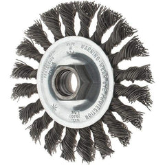 Tru-Maxx - 4" OD, 5/8-11 Arbor Hole, Knotted Steel Wheel Brush - 1/2" Face Width, 7/8" Trim Length, 0.02" Filament Diam, 20,000 RPM - Industrial Tool & Supply