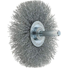 Tru-Maxx - 3" OD, 1/4" Shank Diam, Crimped Steel Wheel Brush - 1/2" Face Width, 13/16" Trim Length, 0.014" Filament Diam, 20,000 RPM - Industrial Tool & Supply