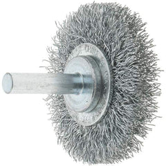 Tru-Maxx - 2" OD, 1/4" Shank Diam, Crimped Steel Wheel Brush - 3/8" Face Width, 7/16" Trim Length, 0.014" Filament Diam, 20,000 RPM - Industrial Tool & Supply