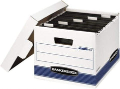 BANKERS BOX - 1 Compartment, 12-5/8" Wide x 10" High x 15-5/8" Deep, Storage Box - Corrugated Cardboard, White/Blue - Industrial Tool & Supply