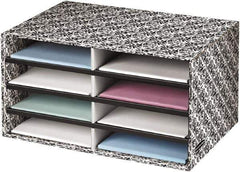 BANKERS BOX - 8 Compartments, 19-1/2" Wide x 10-1/4" High x 12-3/8" Deep, Literature Organizer - Corrugated Cardboard, White/Black - Industrial Tool & Supply