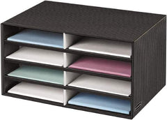 BANKERS BOX - 8 Compartments, 19-1/2" Wide x 10-1/4" High x 12-3/8" Deep, Literature Organizer - Corrugated Cardboard, Black/Gray - Industrial Tool & Supply