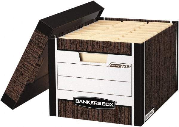 BANKERS BOX - 1 Compartment, 12-3/4" Wide x 10-3/8" High x 16-1/2" Deep, Storage Box - Corrugated Cardboard, Wood Grain (Color) - Industrial Tool & Supply