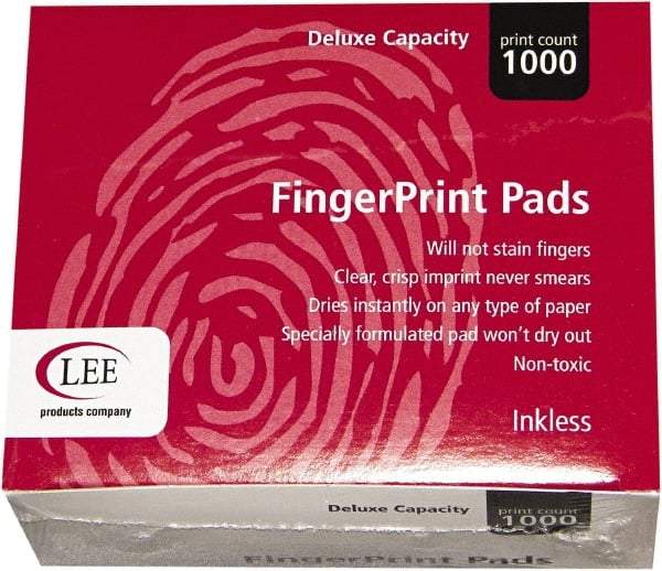 LEE - 3-3/4" Wide x 2" High x 2" Deep, Inked Fingerprint Pad - Plastic, Black - Industrial Tool & Supply