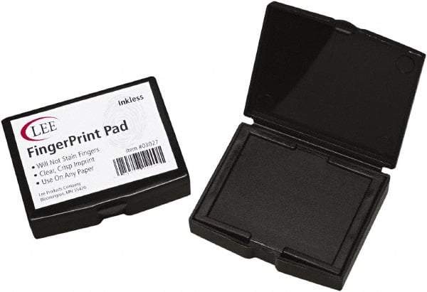 LEE - 2" Wide x 1/2" High x 1/2" Deep, Inked Fingerprint Pad - Plastic, Black - Industrial Tool & Supply