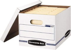 BANKERS BOX - 1 Compartment, 12-3/4" Wide x 10-1/2" High x 13-1/4" Deep, Storage Box - Corrugated Cardboard, White/Blue - Industrial Tool & Supply