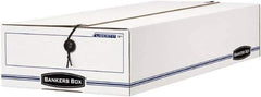 BANKERS BOX - 1 Compartment, 9-1/4" Wide x 4-1/4" High x 23-3/4" Deep, Storage Box - Corrugated Cardboard, White/Blue - Industrial Tool & Supply