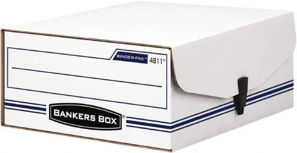 BANKERS BOX - 1 Compartment, 9-1/8" Wide x 4-3/8" High x 11-3/8" Deep, Storage Box - Corrugated Fiberboard, White/Blue - Industrial Tool & Supply