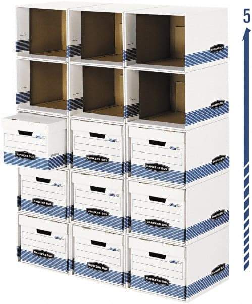 BANKERS BOX - 1 Compartment, 6-1/2" Wide x 21-3/4" High x 6-1/2" Deep, Storage Box - Corrugated, White/Blue - Industrial Tool & Supply