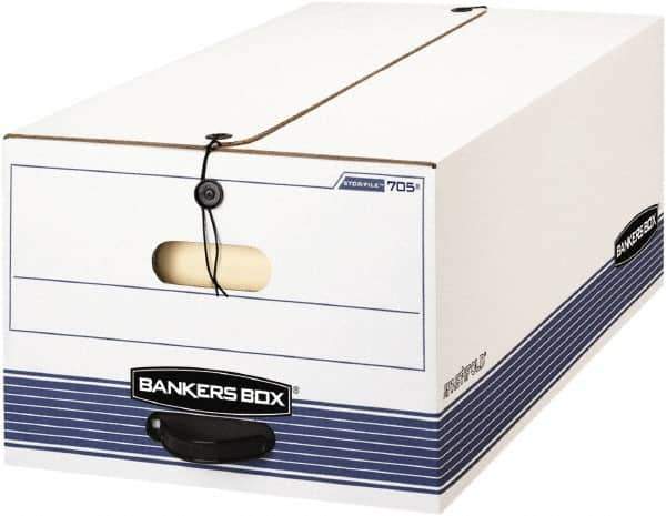 BANKERS BOX - 1 Compartment, 15-1/4" Wide x 10-3/4" High x 19-3/4" Deep, Storage Box - Corrugated Cardboard, White/Blue - Industrial Tool & Supply