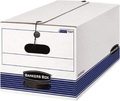 BANKERS BOX - 1 Compartment, 12-1/4" Wide x 10-3/4" High x 24-1/8" Deep, Storage Box - Corrugated Cardboard, White/Blue - Industrial Tool & Supply