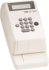 MAX - 4-3/8" Wide x 3-3/4" High x 9-1/8" Deep, Electronic Check Writer - Plastic, White - Industrial Tool & Supply