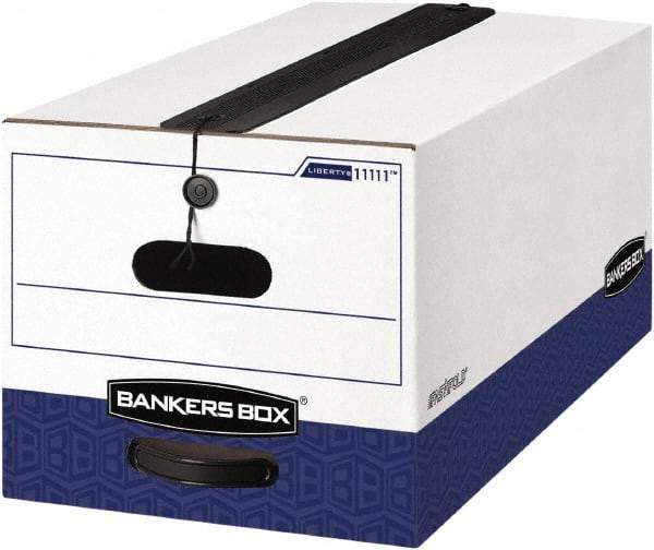 BANKERS BOX - 1 Compartment, 12-1/4" Wide x 10-3/4" High x 24-1/8" Deep, Storage Box - Corrugated Cardboard, White/Blue - Industrial Tool & Supply