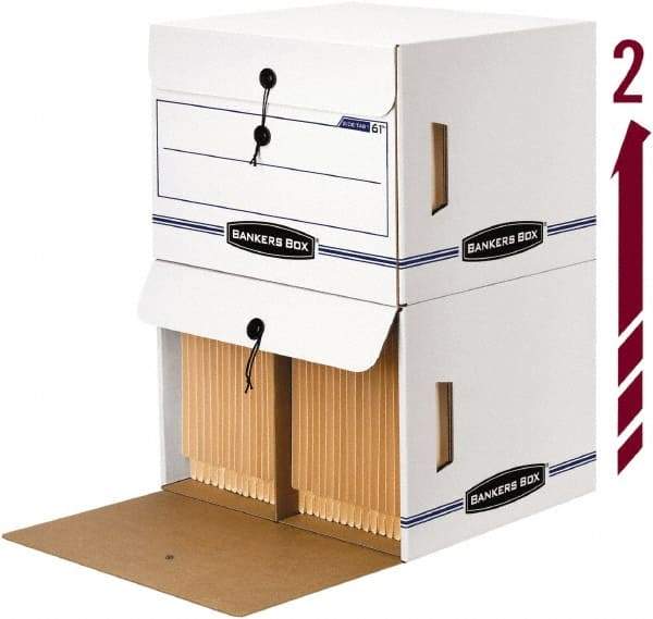 BANKERS BOX - 1 Compartment, 37-1/2" Wide x 37-3/4" High x 5-1/4" Deep, Storage Box - Corrugated Cardboard, White/Blue - Industrial Tool & Supply