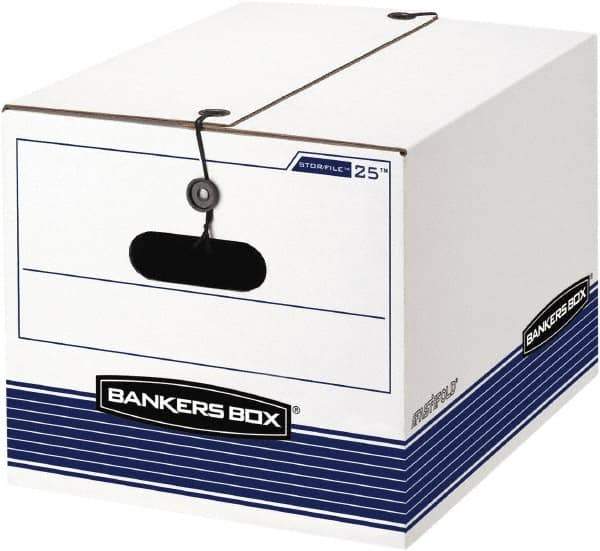 BANKERS BOX - 1 Compartment, 12-1/4" Wide x 11" High x 24-1/8" Deep, Storage Box - Corrugated Cardboard, White/Blue - Industrial Tool & Supply