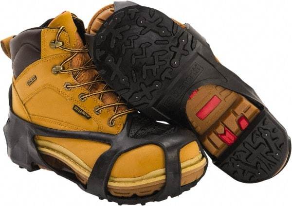 Duenorth - Size 10.5-13, (Women's Size 9.5-12) Strap-On Cleat - Tungsten Carbide Stud Traction, Black - Industrial Tool & Supply