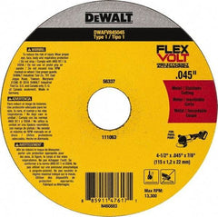 DeWALT - 4-1/2" Ceramic Cutoff Wheel - 0.045" Thick, 7/8" Arbor, 13,300 Max RPM, Use with Portable Tools - Industrial Tool & Supply