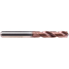 Emuge - 9.35mm 140° Spiral Flute Solid Carbide Screw Machine Drill Bit - AlCrN Finish, Right Hand Cut, 47mm Flute Length, 89mm OAL, Four Facet Point, Straight Shank, Through Coolant - Industrial Tool & Supply