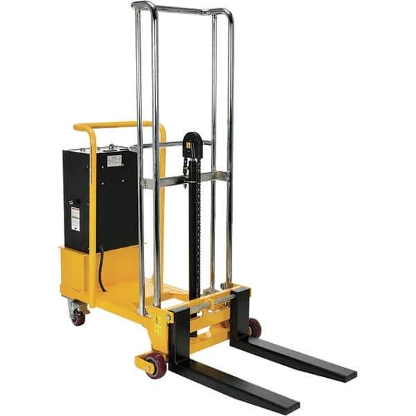 Vestil - 550 Lb Capacity, 57" Lift Height, Battery Operated Lift - 2" Lowered Height, 25-1/2" Fork Length, 31" Overall Width - Industrial Tool & Supply