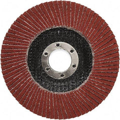 3M - 40 Grit, 4-1/2" Disc Diam, 5/8-11 Center Hole, Type 27 Ceramic Flap Disc - 13,300 Max RPM, Polyester Backing, Arbor Attaching System, Coated - Industrial Tool & Supply