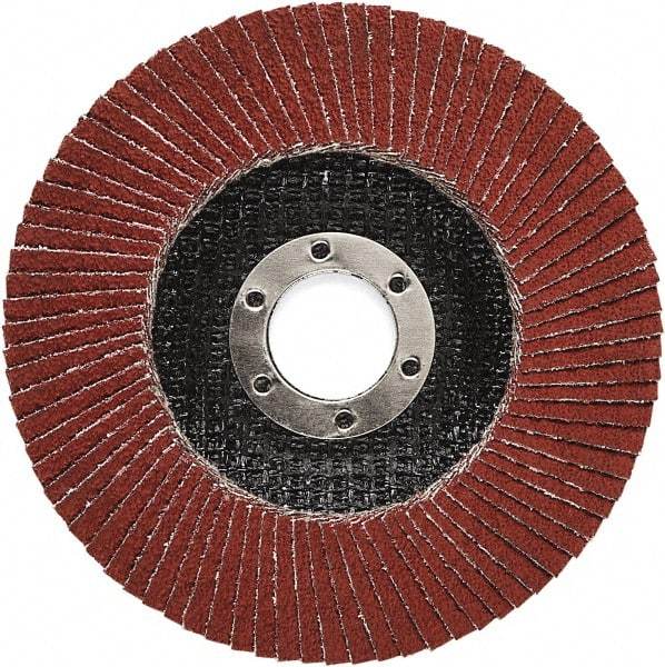 3M - 60 Grit, 4-1/2" Disc Diam, 5/8-11 Center Hole, Type 27 Ceramic Flap Disc - 13,300 Max RPM, Polyester Backing, Arbor Attaching System, Coated - Industrial Tool & Supply