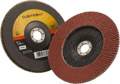 3M - 80 Grit, 7" Disc Diam, 7/8" Center Hole, Type 27 Ceramic Flap Disc - 8,500 Max RPM, Polyester Backing, Arbor Attaching System, Coated - Industrial Tool & Supply