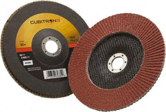 3M - 40 Grit, 7" Disc Diam, 7/8" Center Hole, Type 27 Ceramic Flap Disc - 8,500 Max RPM, Polyester Backing, Arbor Attaching System, Coated - Industrial Tool & Supply