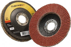 3M - 80 Grit, 4-1/2" Disc Diam, 7/8" Center Hole, Type 27 Ceramic Flap Disc - 13,300 Max RPM, Polyester Backing, Arbor Attaching System, Coated - Industrial Tool & Supply