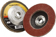 3M - 80 Grit, 4-1/2" Disc Diam, 5/8-11 Center Hole, Type 27 Ceramic Flap Disc - 13,300 Max RPM, Polyester Backing, Arbor Attaching System, Coated - Industrial Tool & Supply