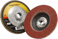 3M - 60 Grit, 4-1/2" Disc Diam, 5/8-11 Center Hole, Type 27 Ceramic Flap Disc - 13,300 Max RPM, Polyester Backing, Arbor Attaching System, Coated - Industrial Tool & Supply