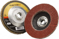 3M - 40 Grit, 4-1/2" Disc Diam, 5/8-11 Center Hole, Type 27 Ceramic Flap Disc - 13,300 Max RPM, Polyester Backing, Arbor Attaching System, Coated - Industrial Tool & Supply