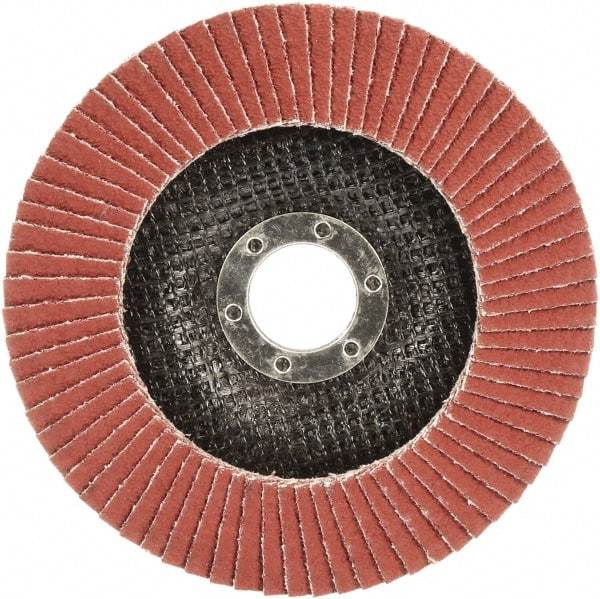 3M - 60 Grit, 7" Disc Diam, 7/8" Center Hole, Type 29 Ceramic Flap Disc - 8,500 Max RPM, Polyester Backing, Arbor Attaching System, Coated - Industrial Tool & Supply