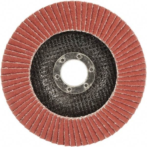 3M - 80 Grit, 4-1/2" Disc Diam, 7/8" Center Hole, Type 29 Ceramic Flap Disc - 13,300 Max RPM, Polyester Backing, Arbor Attaching System, Coated - Industrial Tool & Supply