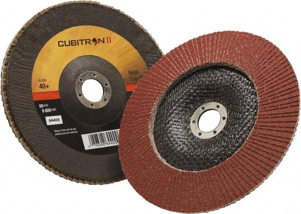 3M - 40 Grit, 7" Disc Diam, 7/8" Center Hole, Type 29 Ceramic Flap Disc - 8,500 Max RPM, Polyester Backing, Arbor Attaching System, Coated - Industrial Tool & Supply