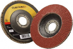 3M - 60 Grit, 5" Disc Diam, 7/8" Center Hole, Type 29 Ceramic Flap Disc - 12,100 Max RPM, Polyester Backing, Arbor Attaching System, Coated - Industrial Tool & Supply