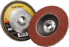 3M - 40 Grit, 4" Disc Diam, 3/8-24 Center Hole, Type 29 Ceramic Flap Disc - 15,000 Max RPM, Polyester Backing, Arbor Attaching System, Coated - Industrial Tool & Supply