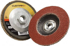 3M - 80 Grit, 4-1/2" Disc Diam, 5/8-11 Center Hole, Type 29 Ceramic Flap Disc - 13,300 Max RPM, Polyester Backing, Arbor Attaching System, Coated - Industrial Tool & Supply