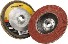 3M - 60 Grit, 4-1/2" Disc Diam, 5/8-11 Center Hole, Type 29 Ceramic Flap Disc - 13,300 Max RPM, Polyester Backing, Arbor Attaching System, Coated - Industrial Tool & Supply