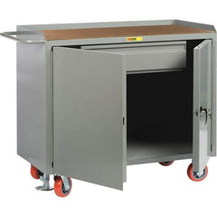 Little Giant - 3,600 Lb Capacity, 1 Drawer, 2 Door Mobile Service Bench - 41" Wide x 24" Deep x 43" High, Steel, Gray - Industrial Tool & Supply