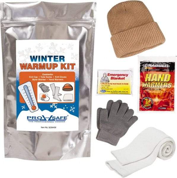 PRO-SAFE - Emergency Preparedness Kits Type: Winter Warm Up Kit Contents: Knit Stocking Cap; Gloves; Tube Socks; Emergency Blanket; (2) Hand Warmers - Industrial Tool & Supply