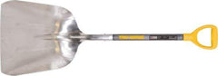 True Temper - 18-1/2" High x 15" Wide Square Aluminum Scoop - 27" Long Wood D-Grip Handle, No Step - Industrial Tool & Supply